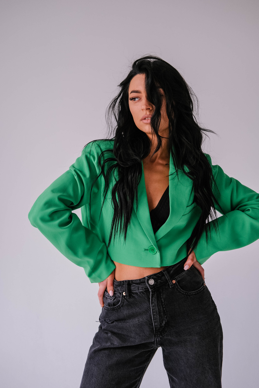 Fashion Girl In Green Jacket